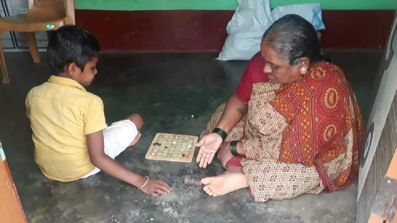 Playing board games with family